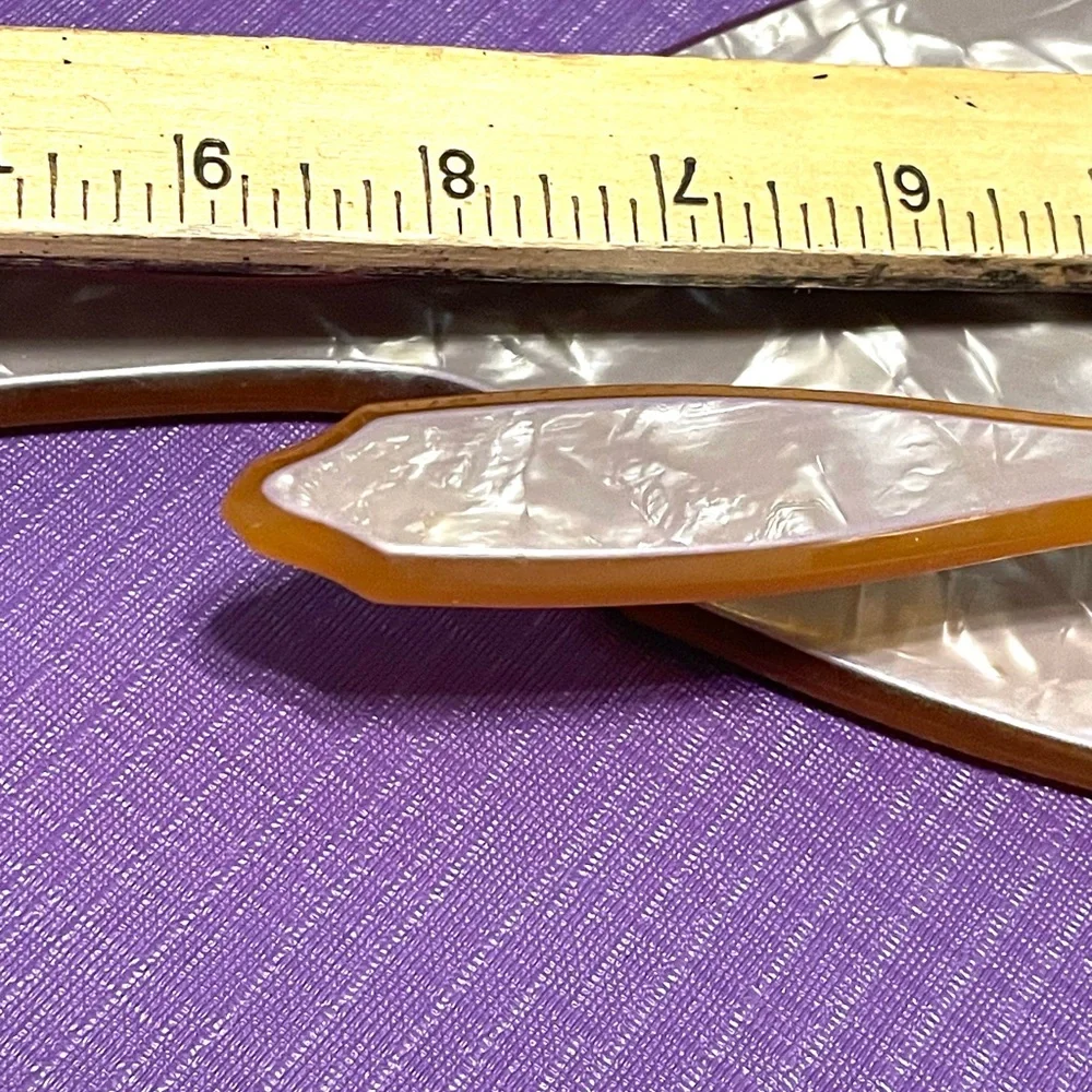 Vintage Brown Hand Mirror and Brush Set